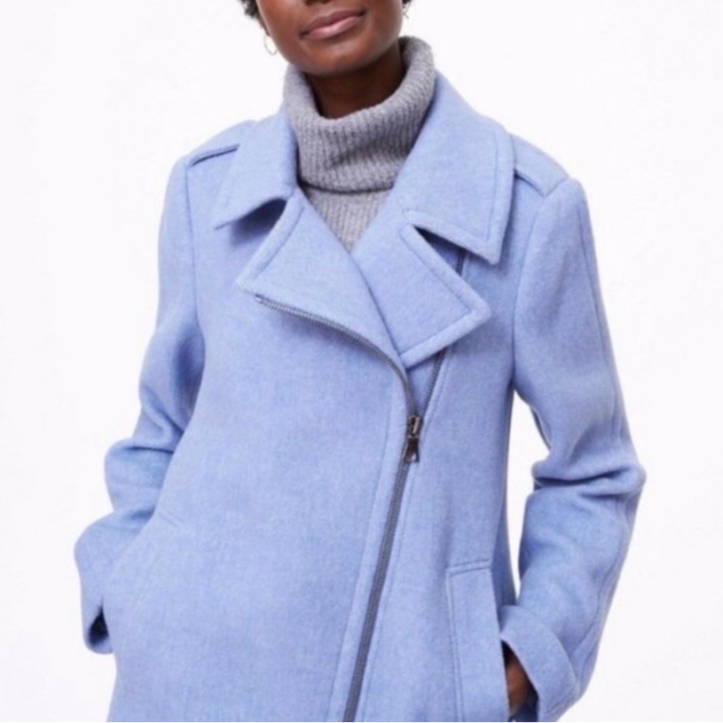 Loft Wool Blend Moto Peacoat (Petite)